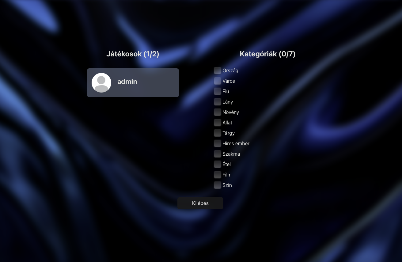 Kategória választás